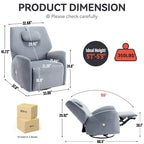 Fauteuil inclinable électrique pivotant et à bascule avec coussin de soutien lombaire et cervical, pivotement maximal de 270 degrés, ports USB et Type-C