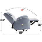 Fauteuil inclinable électrique pivotant et à bascule avec coussin de soutien lombaire et cervical, pivotement maximal de 270 degrés, ports USB et Type-C