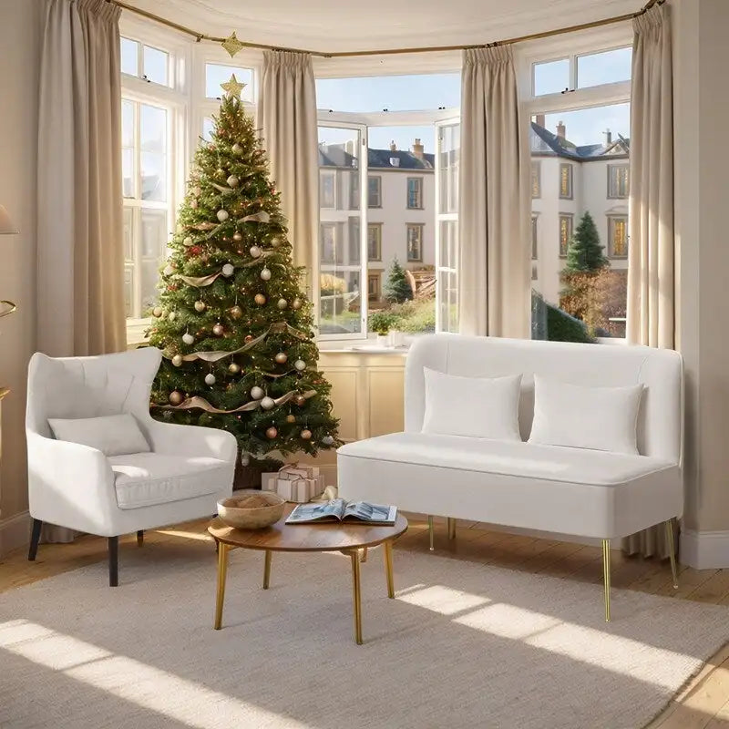 Fauteuil et causeuse modernes en velours, rembourrés