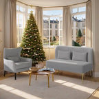 Fauteuil et causeuse modernes en velours, rembourrés