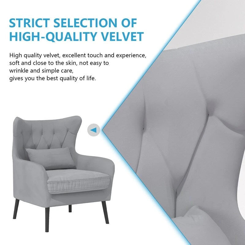 Fauteuil et causeuse modernes en velours, rembourrés