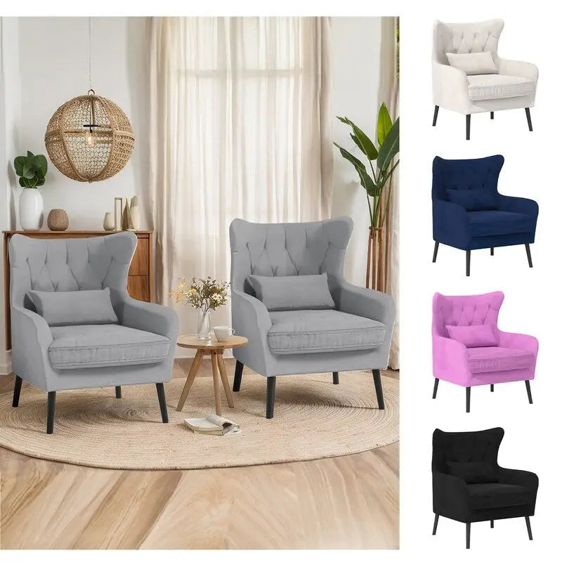 Fauteuil et causeuse modernes en velours, rembourrés