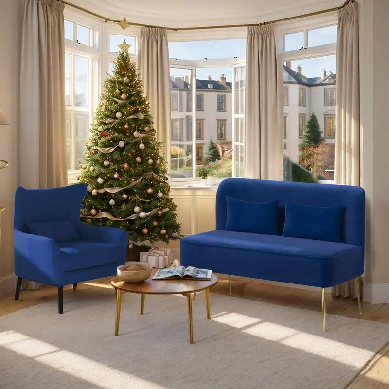 Fauteuil et causeuse modernes en velours, rembourrés