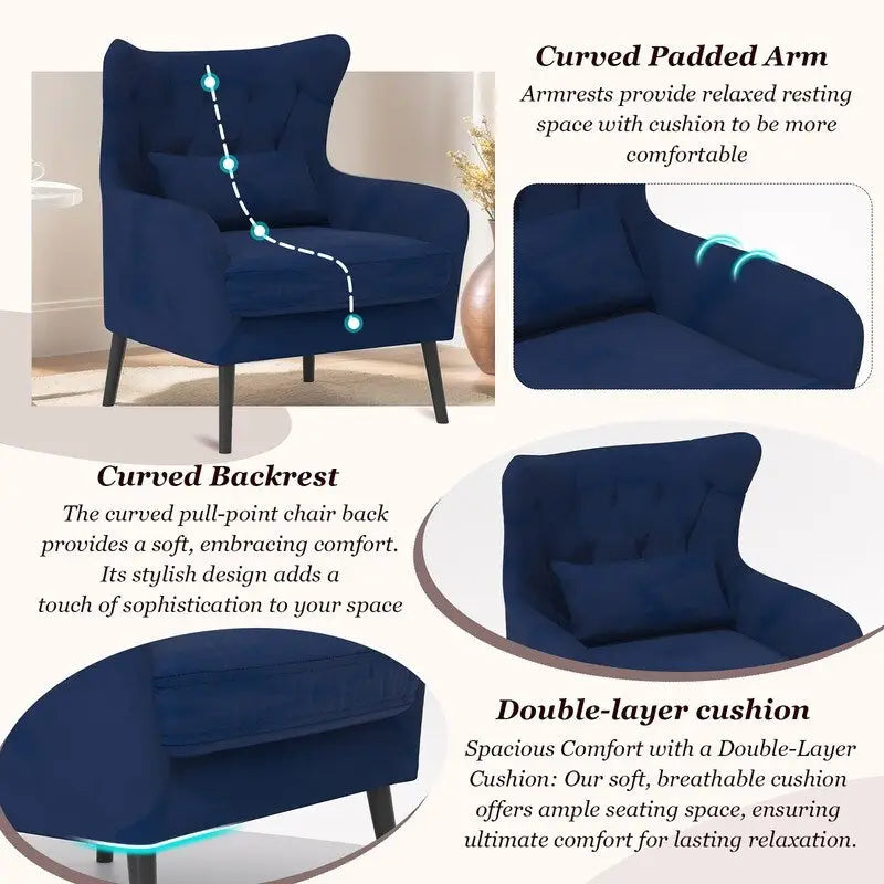Fauteuil et causeuse modernes en velours, rembourrés