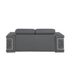 Causeuse 71 po en cuir véritable gris et argenté