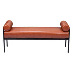 Banc rembourré en similicuir marron de 56 po - 55,9 X 24,8 X 16,1