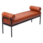 Banc rembourré en similicuir marron de 56 po - 55,9 X 24,8 X 16,1