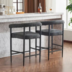 Tabourets de bar modernes en bouclette, hauteur comptoir, avec structure en métal et accoudoirs pour îlot de cuisine, salle à manger