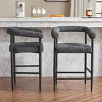 Tabourets de bar modernes en bouclette, hauteur comptoir, avec structure en métal et accoudoirs pour îlot de cuisine, salle à manger