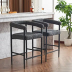 Tabourets de bar modernes en bouclette, hauteur comptoir, avec structure en métal et accoudoirs pour îlot de cuisine, salle à manger