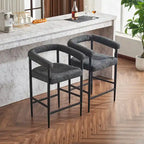 Tabourets de bar modernes en bouclette, hauteur comptoir, avec structure en métal et accoudoirs pour îlot de cuisine, salle à manger