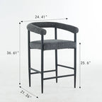 Tabourets de bar modernes en bouclette, hauteur comptoir, avec structure en métal et accoudoirs pour îlot de cuisine, salle à manger