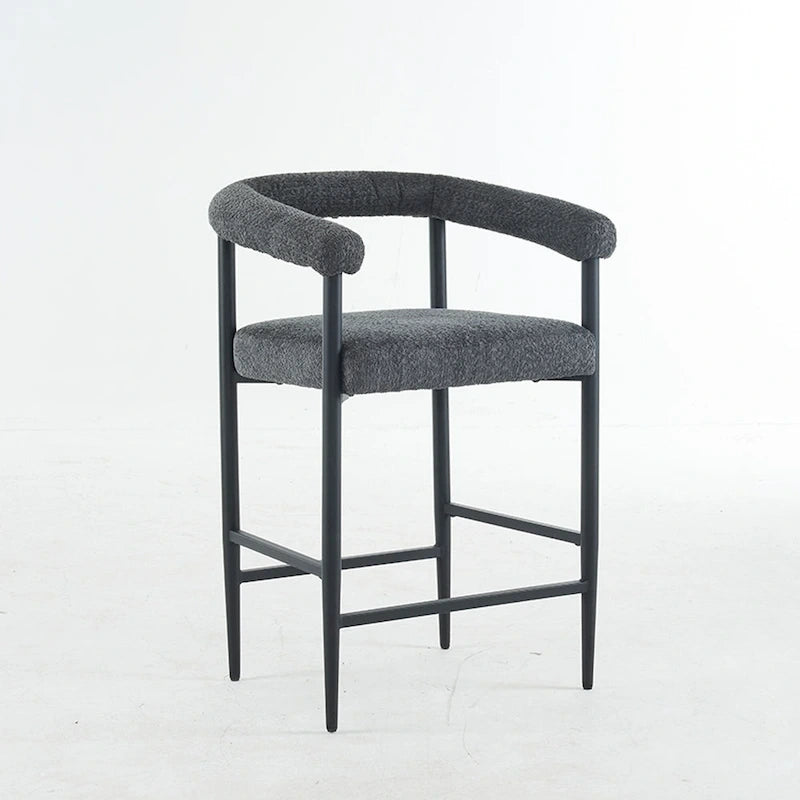Tabourets de bar modernes en bouclette, hauteur comptoir, avec structure en métal et accoudoirs pour îlot de cuisine, salle à manger