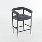 Tabourets de bar modernes en bouclette, hauteur comptoir, avec structure en métal et accoudoirs pour îlot de cuisine, salle à manger