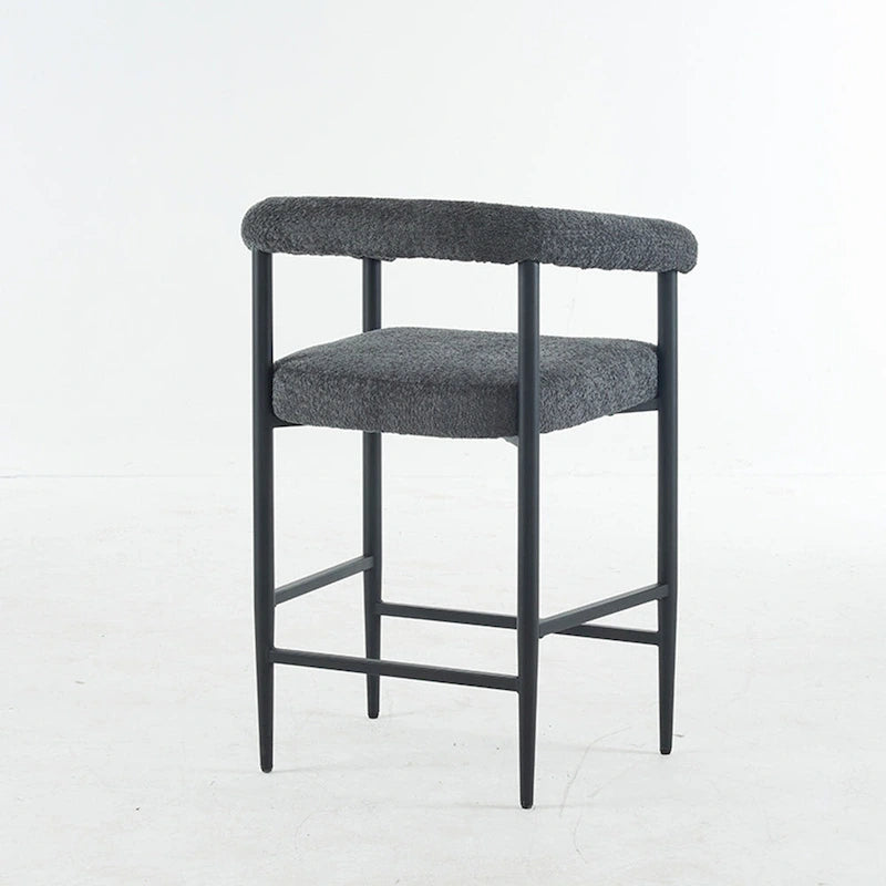 Tabourets de bar modernes en bouclette, hauteur comptoir, avec structure en métal et accoudoirs pour îlot de cuisine, salle à manger