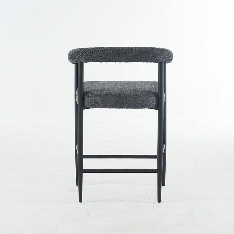 Tabourets de bar modernes en bouclette, hauteur comptoir, avec structure en métal et accoudoirs pour îlot de cuisine, salle à manger