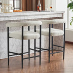 Tabourets de bar modernes en bouclette, hauteur comptoir, avec structure en métal et accoudoirs pour îlot de cuisine, salle à manger