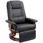 Fauteuil inclinable manuel en cuir PU Fauteuil de salon moderne Fauteuil pivotant réglable avec base en bois et repose-pieds