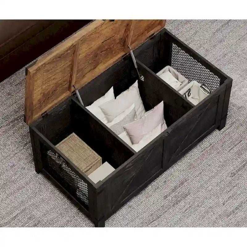 Table basse relevable avec rangement