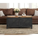 Table basse relevable avec rangement
