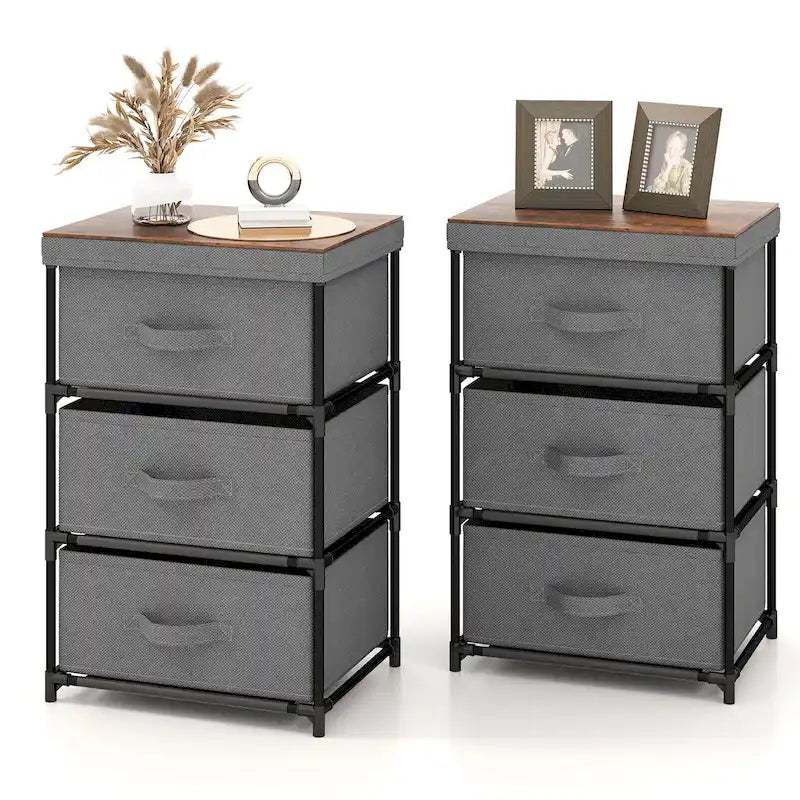 Commode 3 tiroirs Tour de rangement en tissu Unité de rangement haute