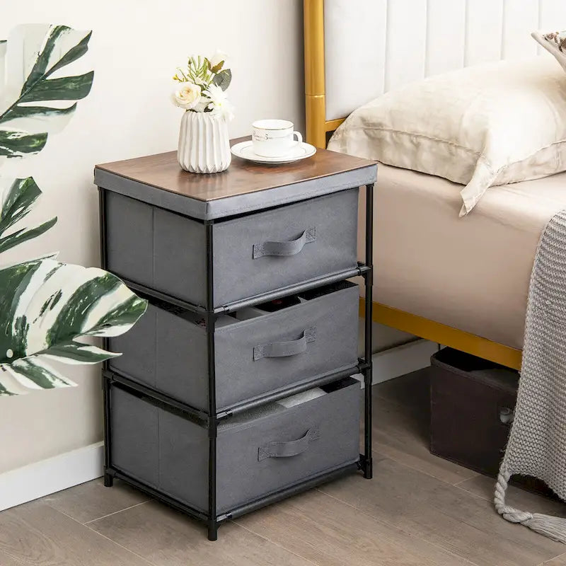 Commode 3 tiroirs Tour de rangement en tissu Unité de rangement haute