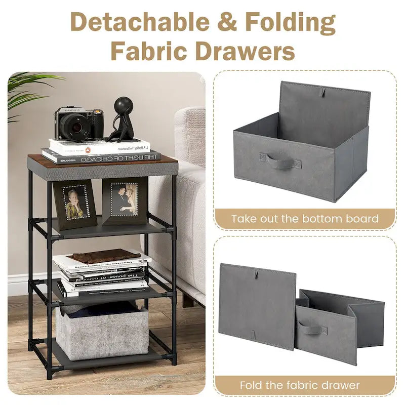 Commode 3 tiroirs Tour de rangement en tissu Unité de rangement haute