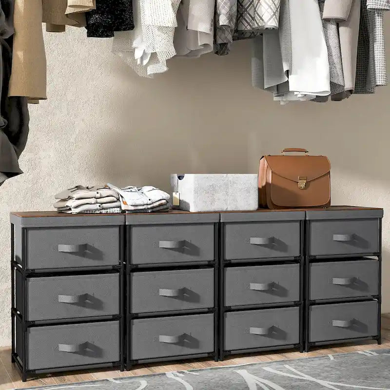 Commode 3 tiroirs Tour de rangement en tissu Unité de rangement haute