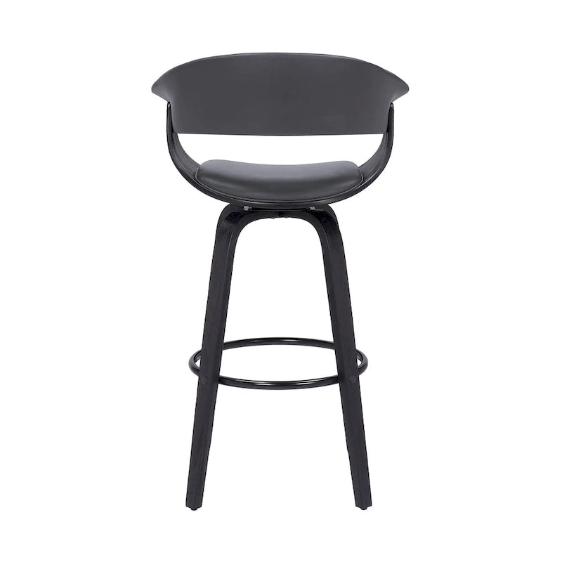 Faux Leather Swivel Counter Bar Chair with Wood Frame and Footrest