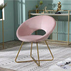 Fauteuil d'appoint moderne rose 28 en polyester avec base finition dorée et piètement luge en métal