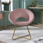 Fauteuil d'appoint moderne rose 28 en polyester avec base finition dorée et piètement luge en métal
