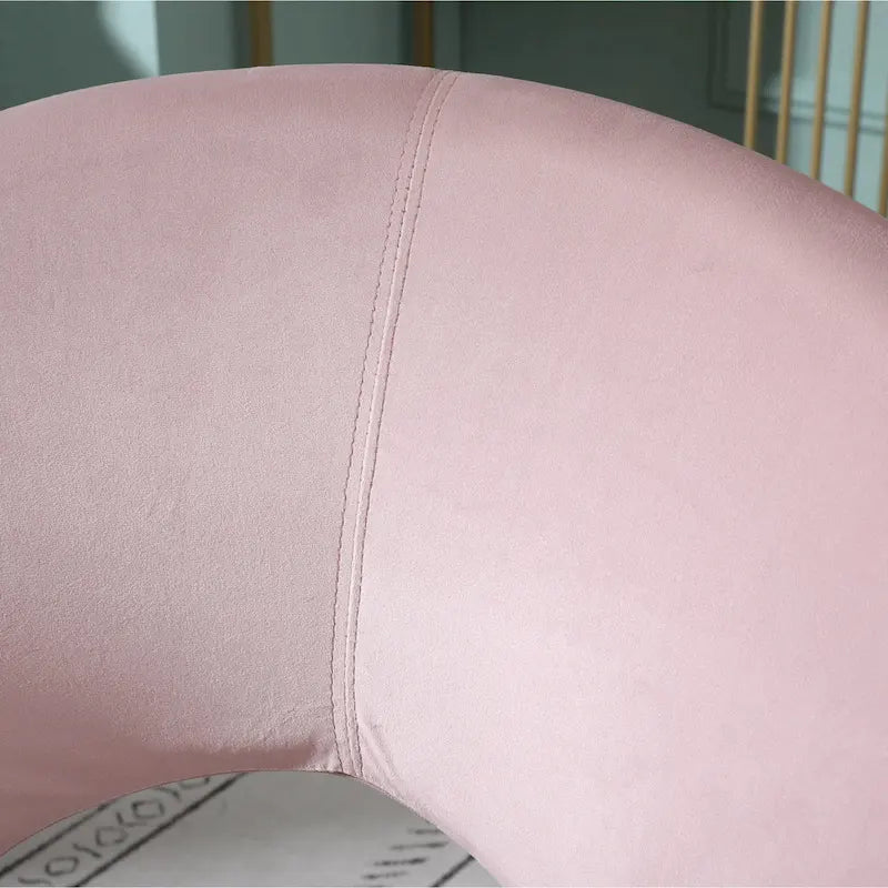 Fauteuil d'appoint moderne rose 28 en polyester avec base finition dorée et piètement luge en métal