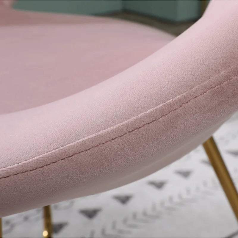 Fauteuil d'appoint moderne rose 28 en polyester avec base finition dorée et piètement luge en métal
