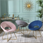 Fauteuil d'appoint moderne rose 28 en polyester avec base finition dorée et piètement luge en métal