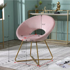 Fauteuil d'appoint moderne rose 28 en polyester avec base finition dorée et piètement luge en métal