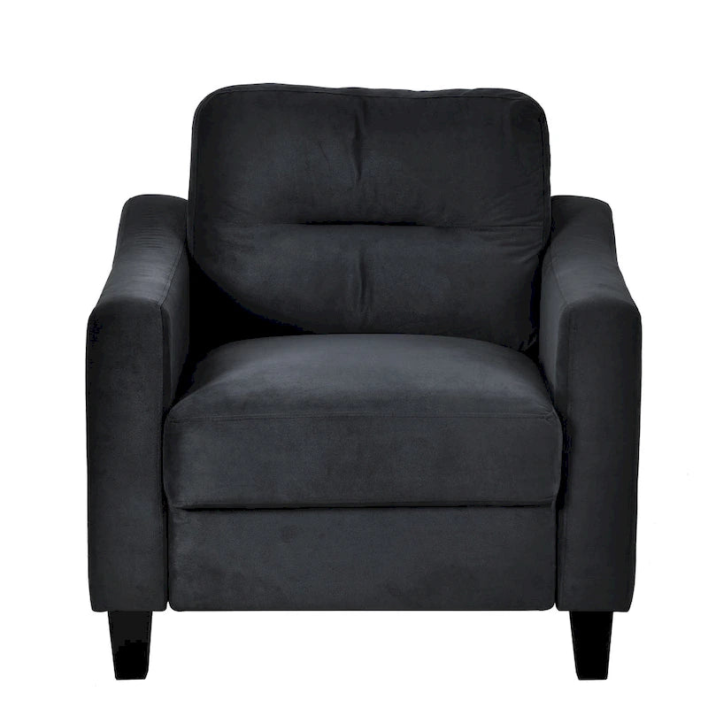 Fauteuil d'appoint moderne noir 32.2 avec cadre en bois dur robuste et coussin moelleux