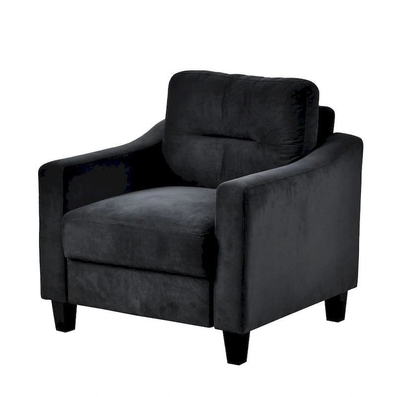 Fauteuil d'appoint moderne noir 32.2 avec cadre en bois dur robuste et coussin moelleux