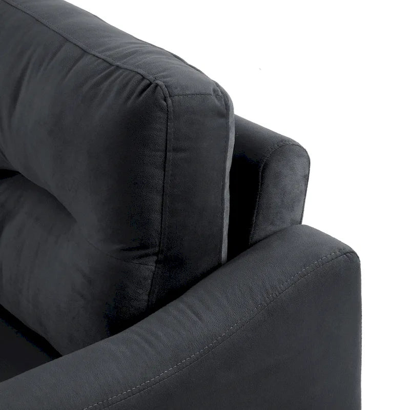 Fauteuil d'appoint moderne noir 32.2 avec cadre en bois dur robuste et coussin moelleux
