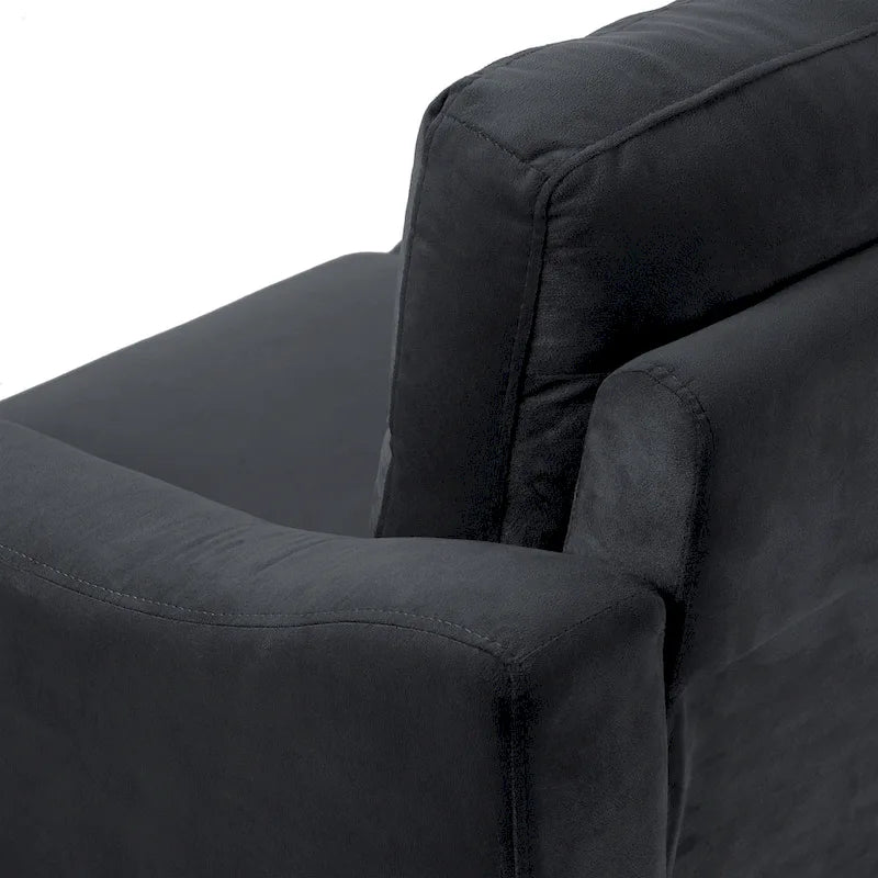 Fauteuil d'appoint moderne noir 32.2 avec cadre en bois dur robuste et coussin moelleux