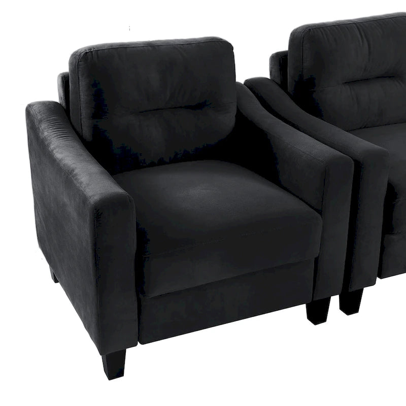 Fauteuil d'appoint moderne noir 32.2 avec cadre en bois dur robuste et coussin moelleux