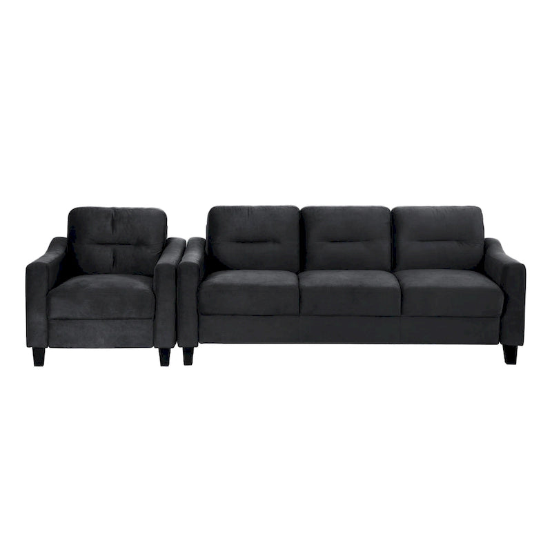 Fauteuil d'appoint moderne noir 32.2 avec cadre en bois dur robuste et coussin moelleux