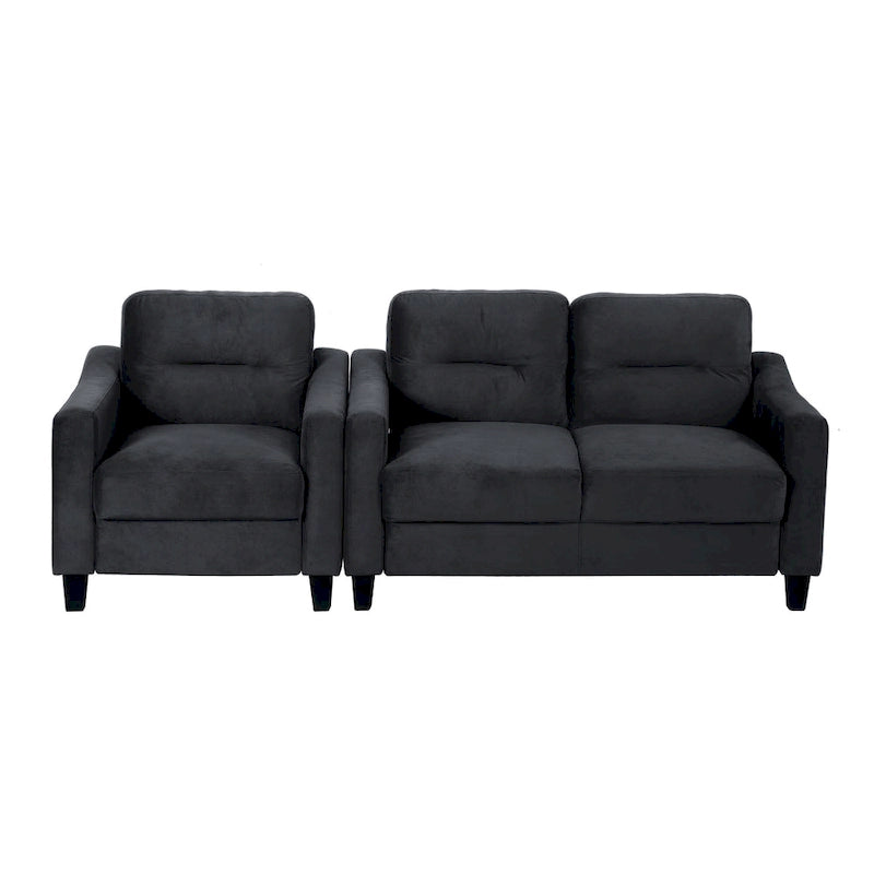 Fauteuil d'appoint moderne noir 32.2 avec cadre en bois dur robuste et coussin moelleux