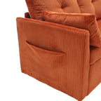 Canapé d'angle en tissu orange 81.1 : méridienne réversible, rangement, cadre en bois massif et assise en mousse