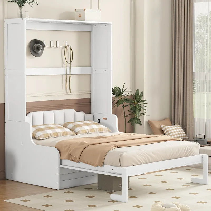 Lit escamotable multifonctionnel Queen Size moderne avec coussin
