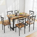 Table à manger de style moderne avec plateau rectangulaire et 6 chaises de salle à manger à dossier croisé
