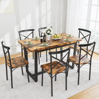 Table à manger de style moderne avec plateau rectangulaire et 6 chaises de salle à manger à dossier croisé