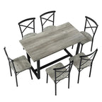 Table à manger de style moderne avec plateau rectangulaire et 6 chaises de salle à manger à dossier croisé