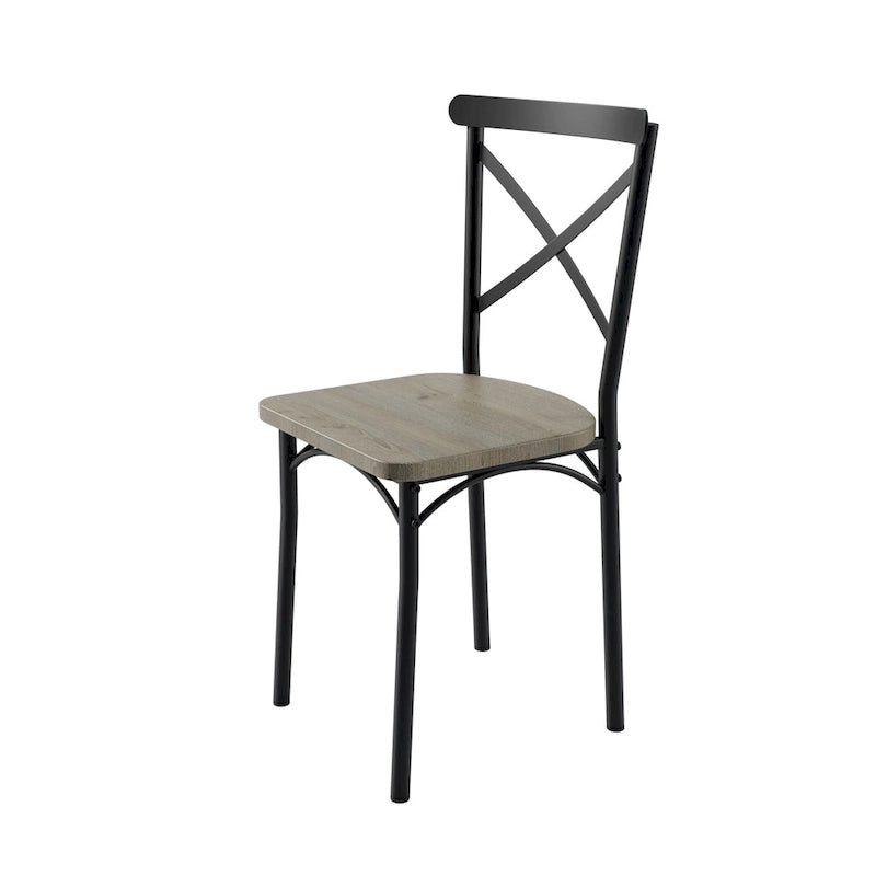 Table à manger de style moderne avec plateau rectangulaire et 6 chaises de salle à manger à dossier croisé