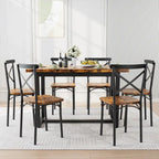 Table à manger de style moderne avec plateau rectangulaire et 6 chaises de salle à manger à dossier croisé
