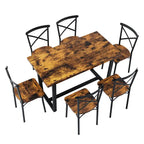 Table à manger de style moderne avec plateau rectangulaire et 6 chaises de salle à manger à dossier croisé